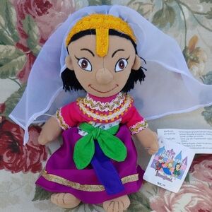 Vintage Disney Parks It's a Small World India Doll with Veil 9" x 5" NWT